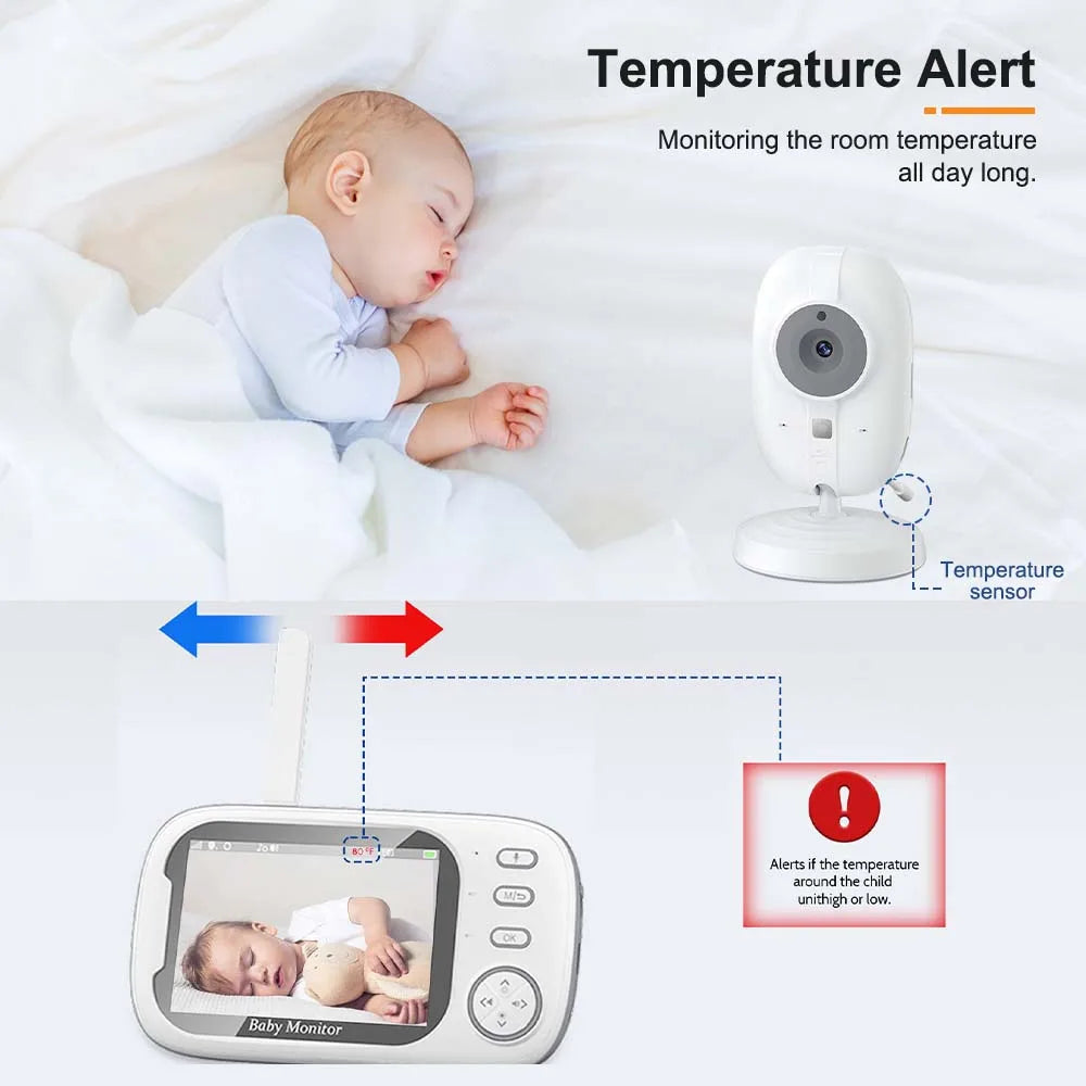 "3.5'' Baby Monitor with Night Vision & 2-Way Talk – Peace of Mind for Parents