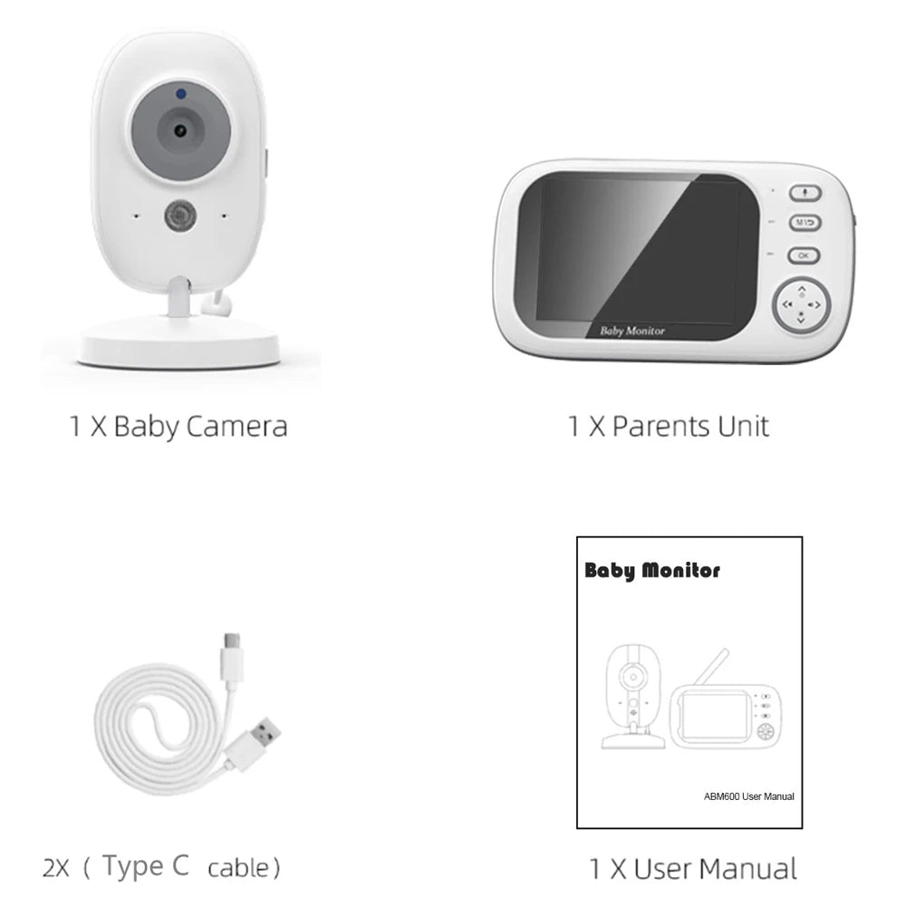 "3.5'' Baby Monitor with Night Vision & 2-Way Talk – Peace of Mind for Parents